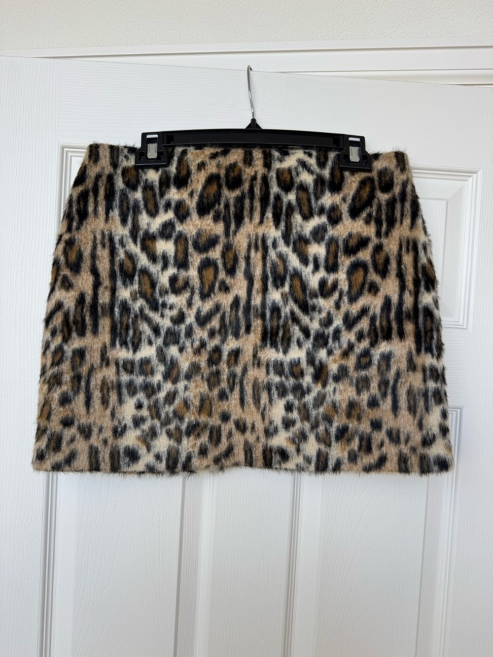 H&M Leopard Print Faux Fur Mini Skirt